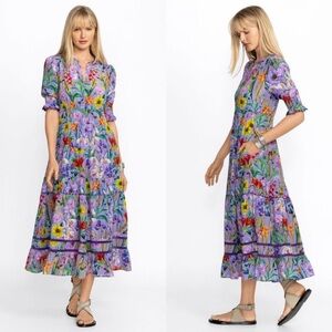 Johnny Was Daphne floral silk maxi dress M